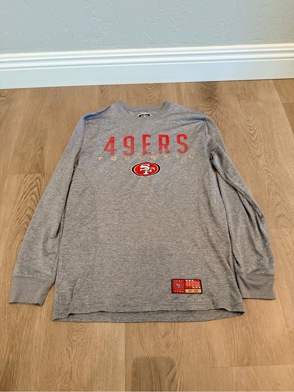 NFL San Francisco 49ers Gray Long Sleeve Tee with Red Logo